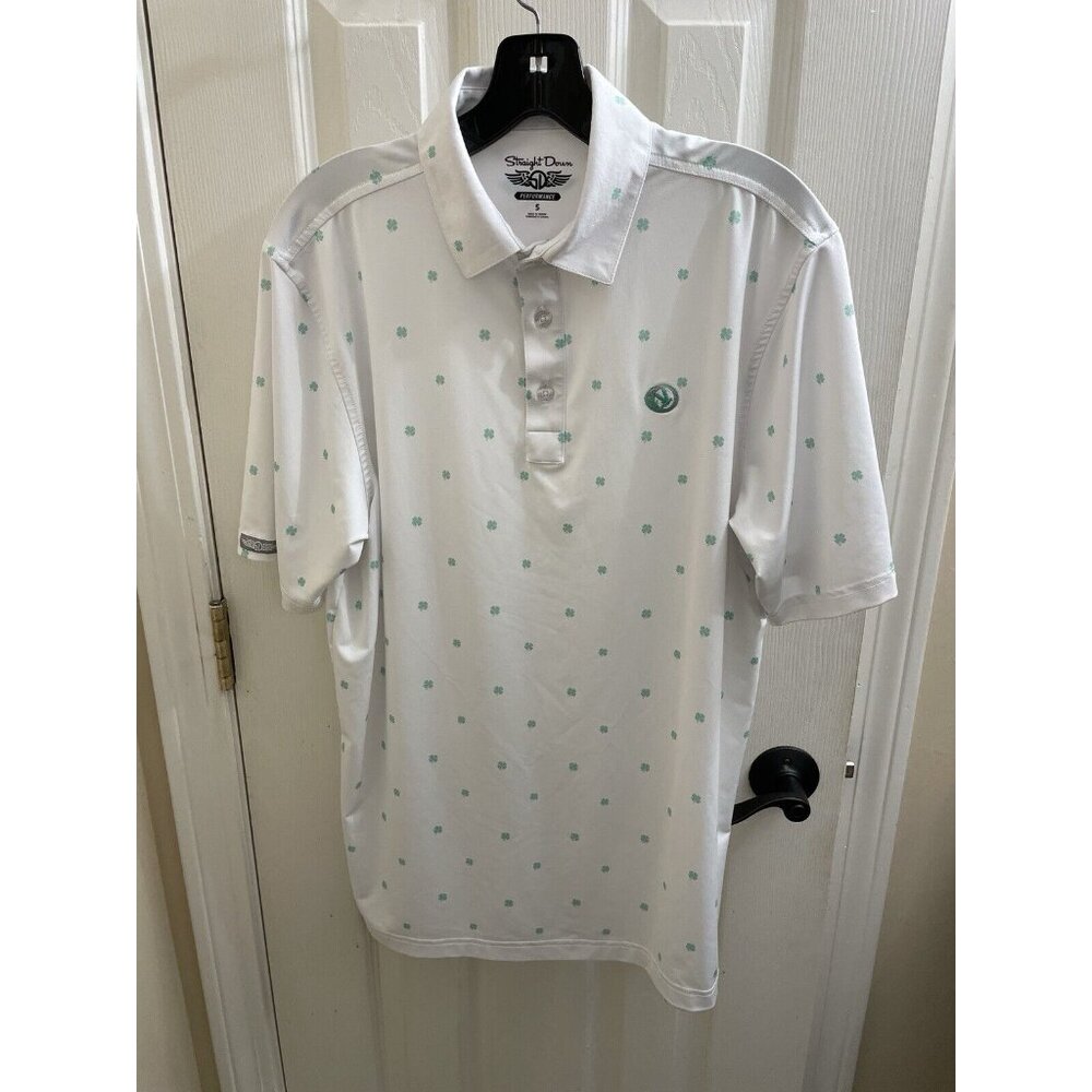 Straight Down Performance Golf Polo Shamrocks Print Men Size Small Duck Hunt - Picture 5 of 12